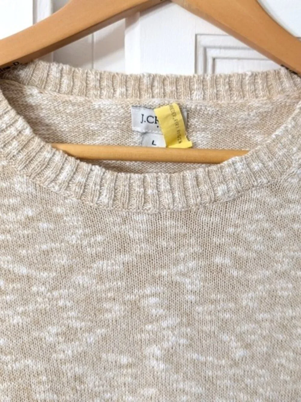 J. Crew Cotton Blend  Crewneck Sweater Beige‎ Heather Size L